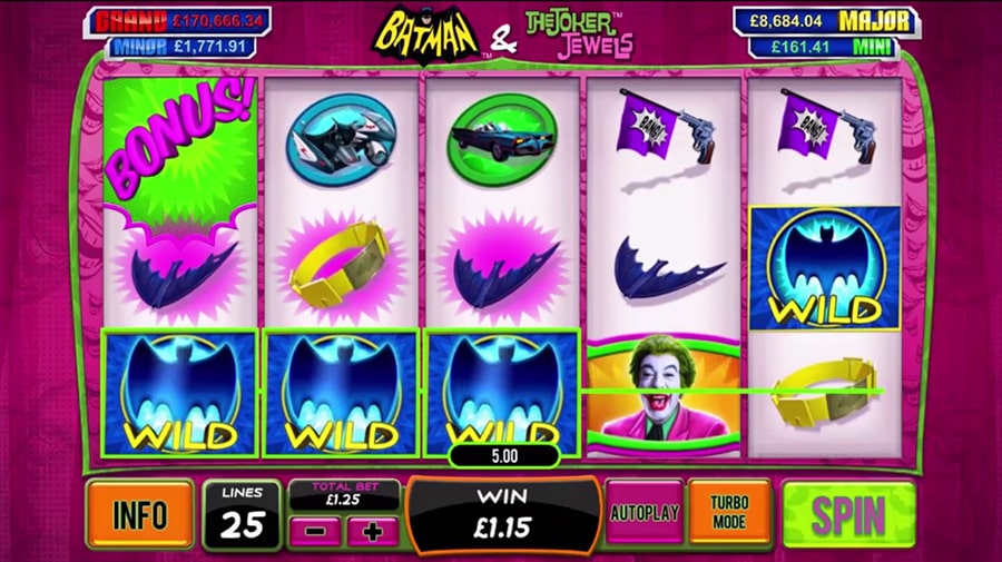 Playtech: Batman & The Joker Joker Jewels, скриншот 3